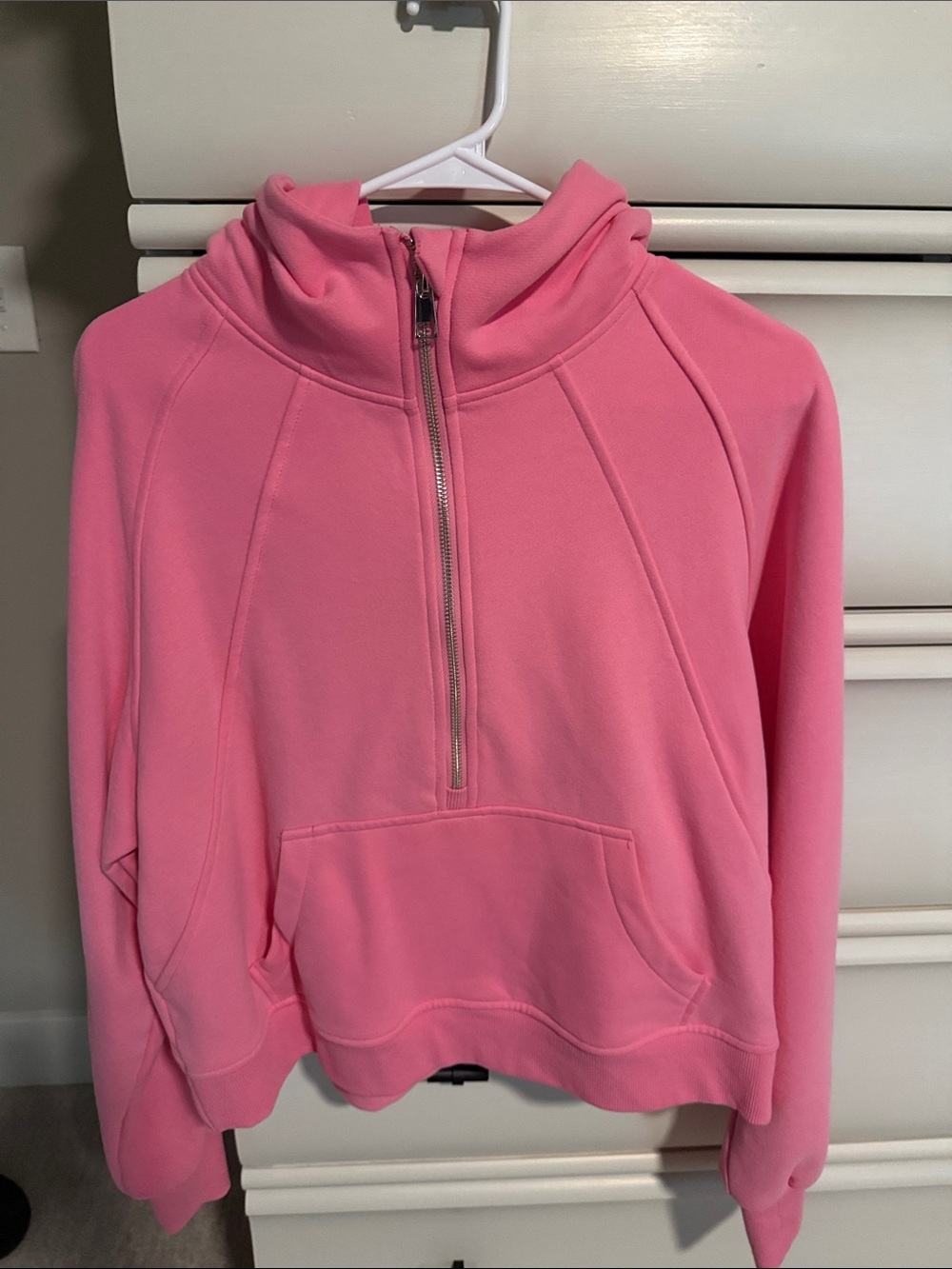 Amazon Pink Half-Zip Pullover Sweatshirt- scuba style